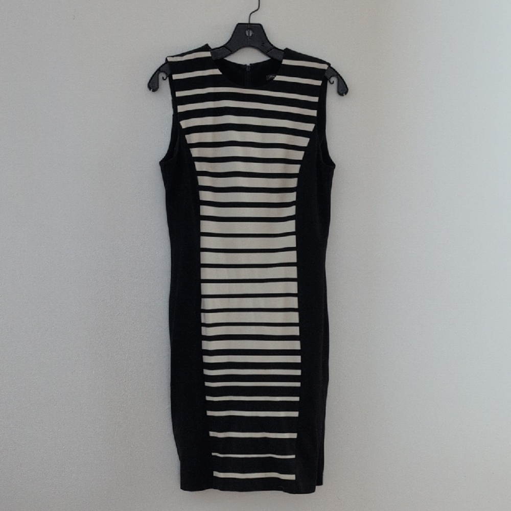 J. McLaughlin Black and White Striped Midi Dress